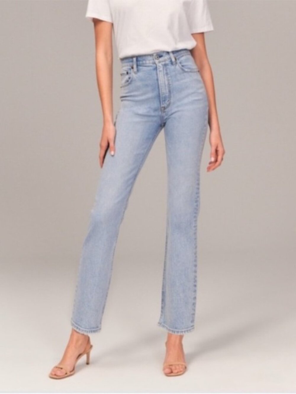 Abercrombie High Rise Straight Jeans 26 Light Wash Ankle